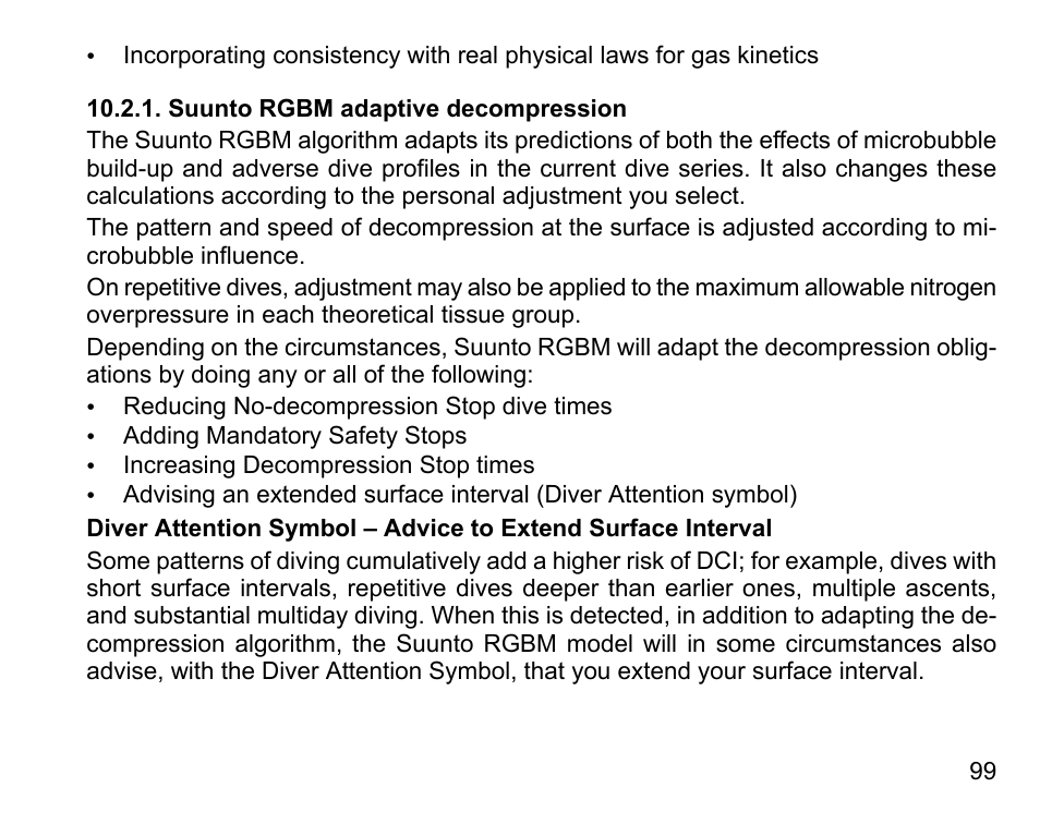 Suunto rgbm adaptive decompression | SUUNTO COBRA3 User Guide User Manual | Page 99 / 114