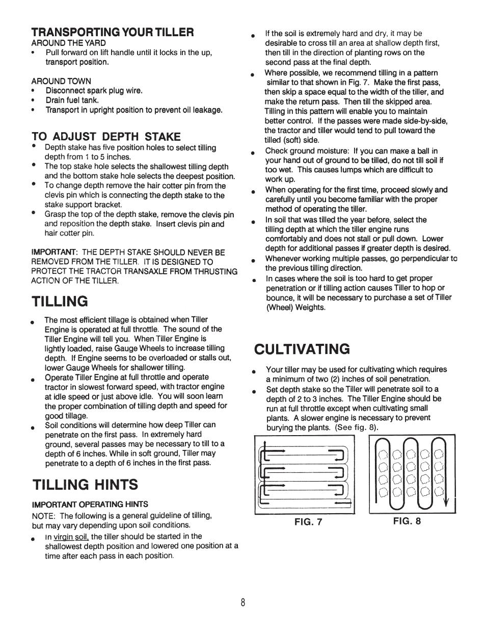 8transporting your tiller, Transporting your tiller | Craftsman 486.252444 User Manual | Page 8 / 20