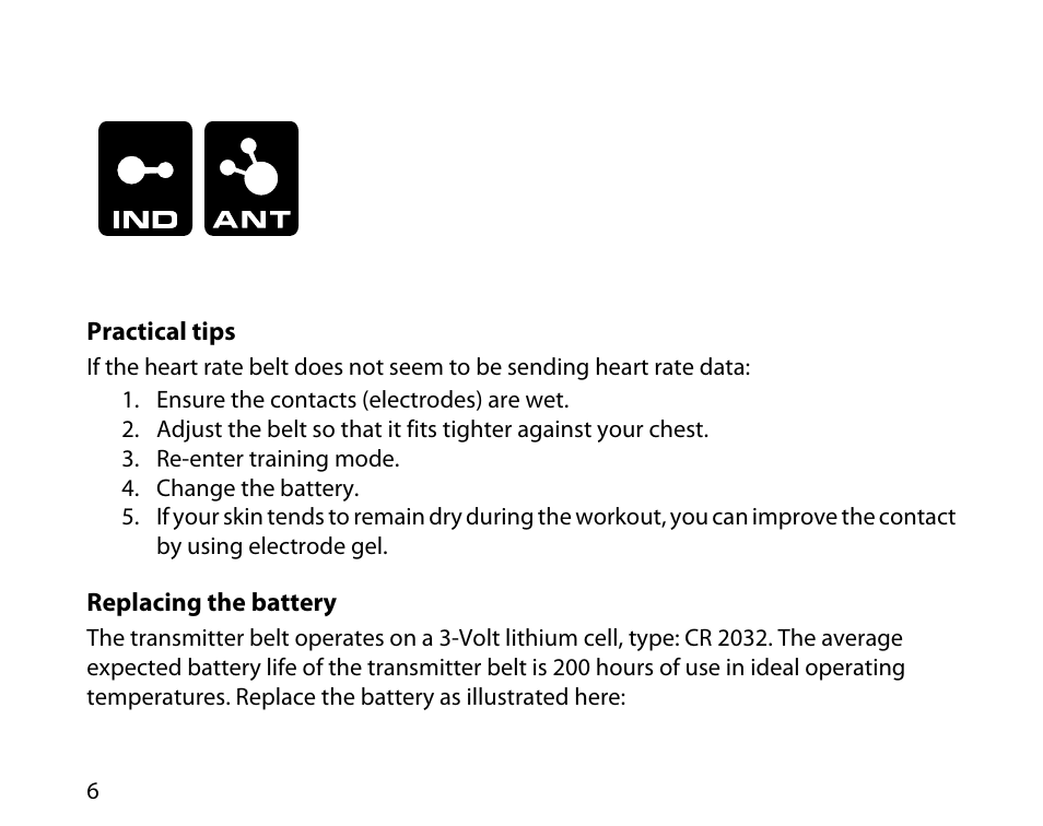 Practical tips, 6 replacing the battery | SUUNTO DUAL COMFORT BELT User Manual | Page 6 / 12