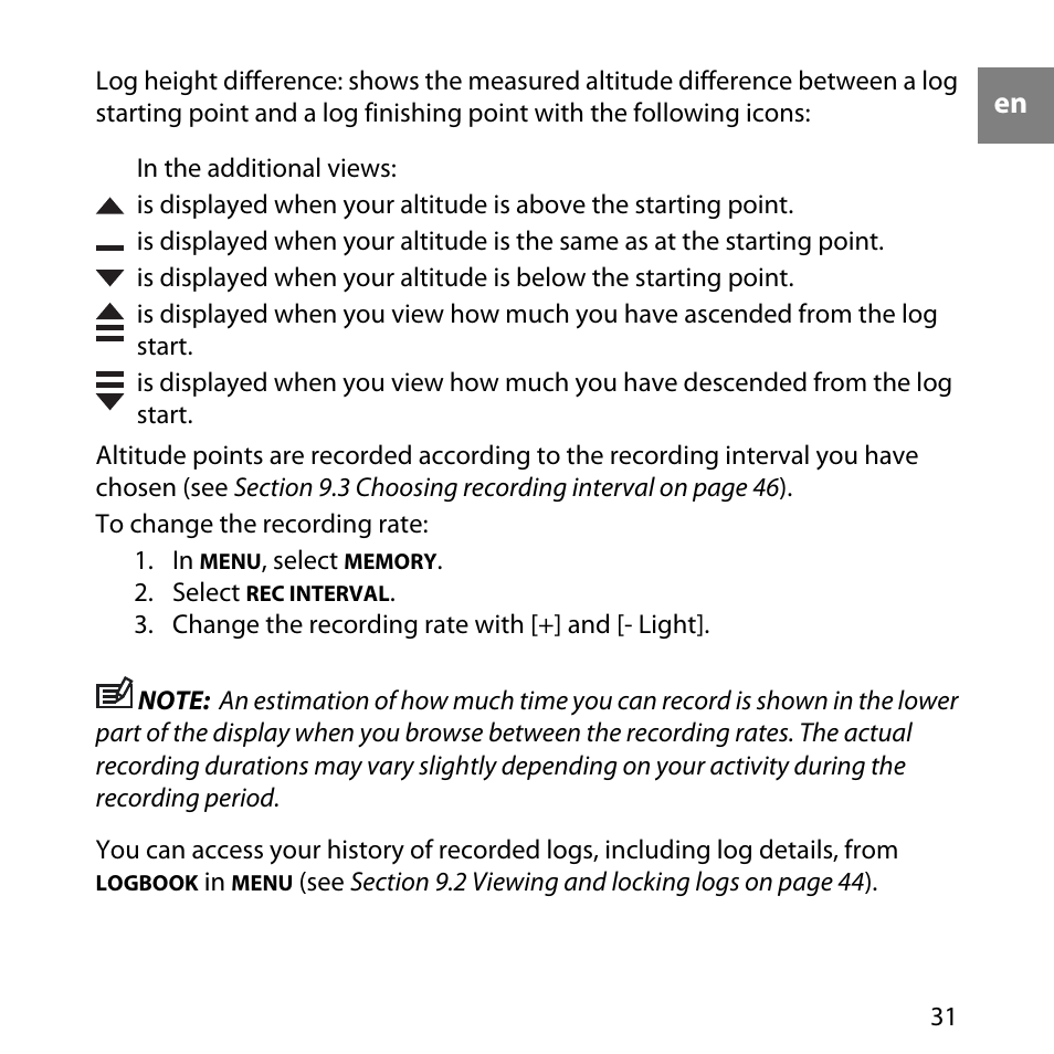 SUUNTO Core User Manual | Page 31 / 58