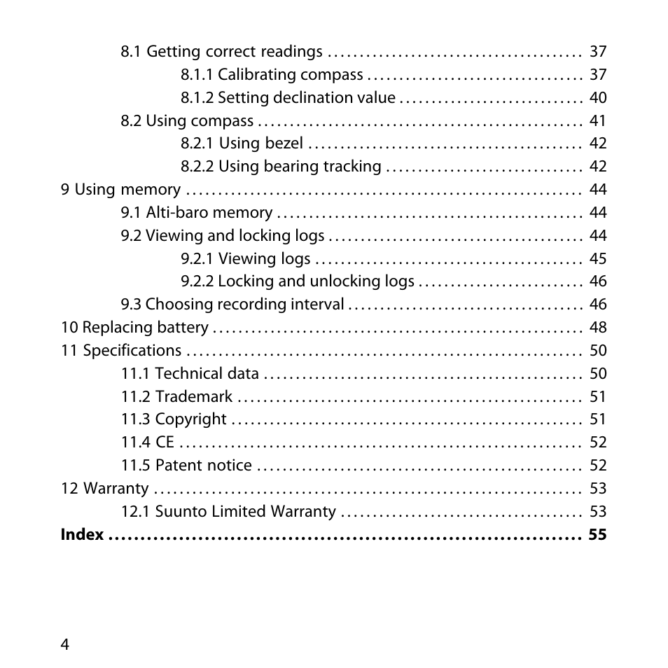 SUUNTO Core User Manual | Page 4 / 58