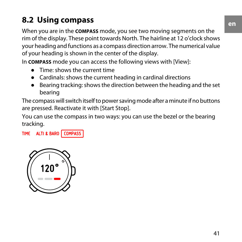 2 using compass | SUUNTO Core User Manual | Page 41 / 58