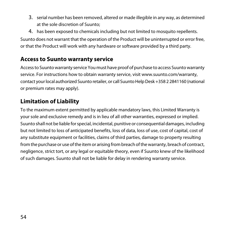 SUUNTO Core User Manual | Page 54 / 58