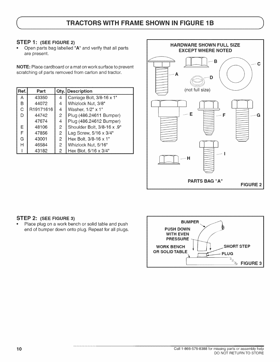 Tractors with frame shown in figure 1b | Craftsman 486.24611 User Manual | Page 10 / 12