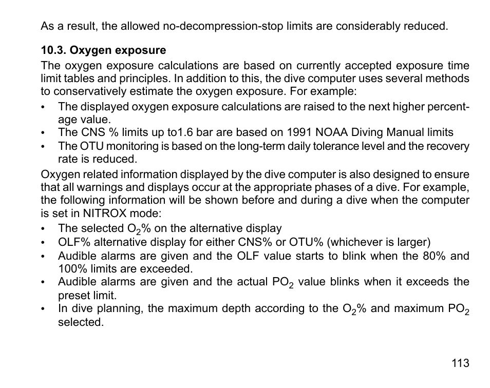 Oxygen exposure | SUUNTO D4i User Manual | Page 112 / 122