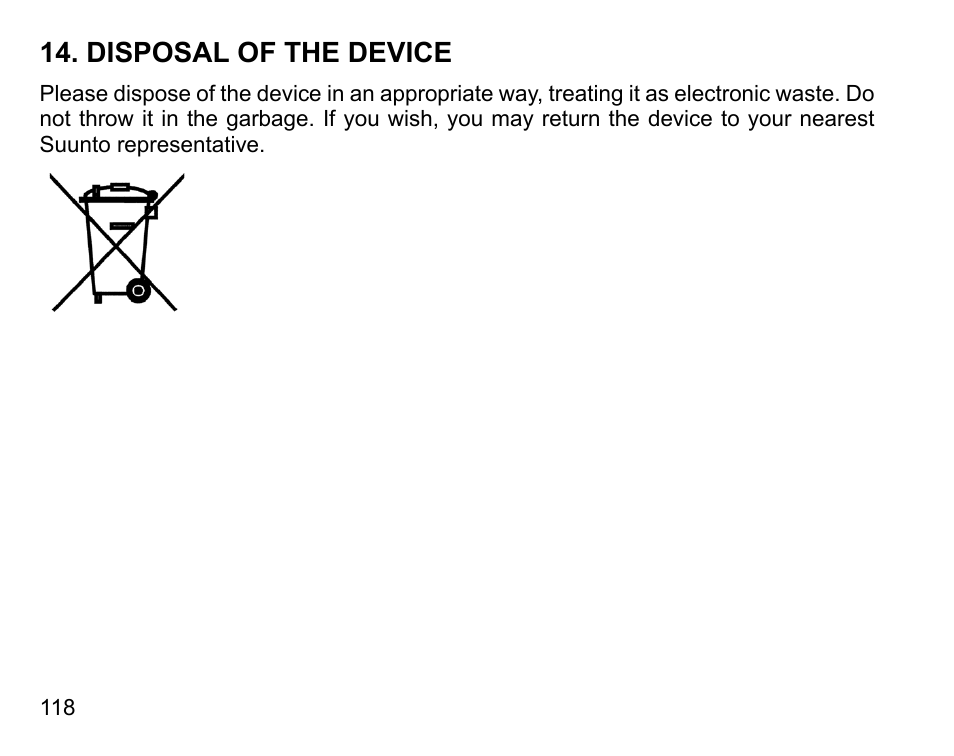 Disposal of the device | SUUNTO D4i User Manual | Page 117 / 122