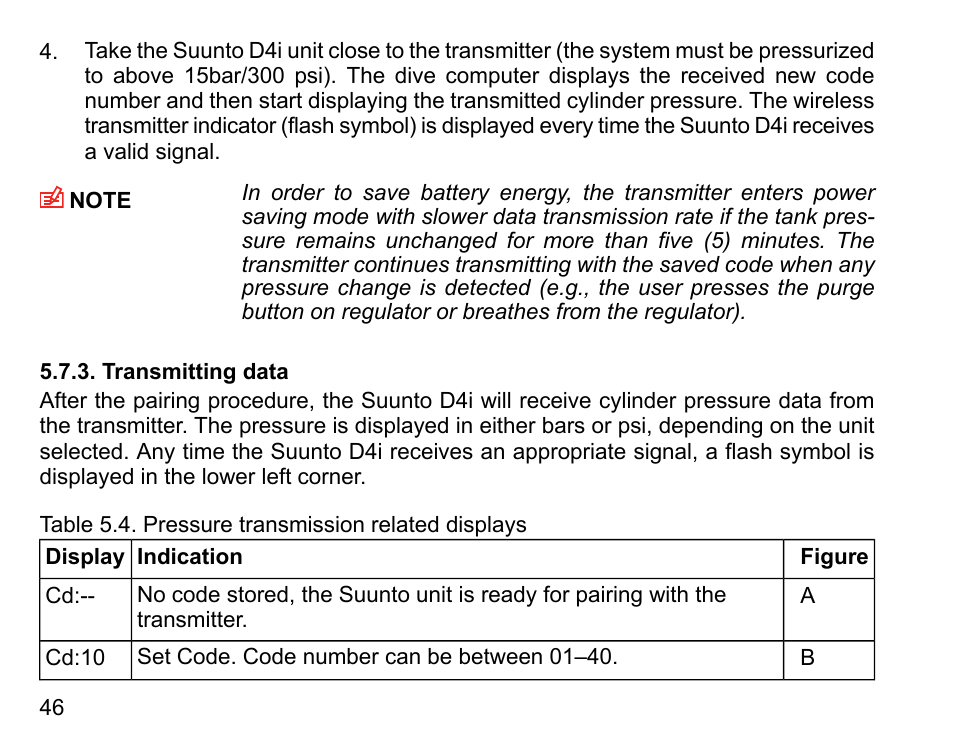 Transmitting data | SUUNTO D4i User Manual | Page 45 / 122