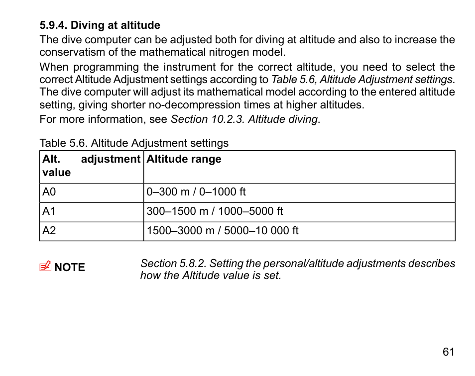Diving at altitude | SUUNTO D4i User Manual | Page 60 / 122