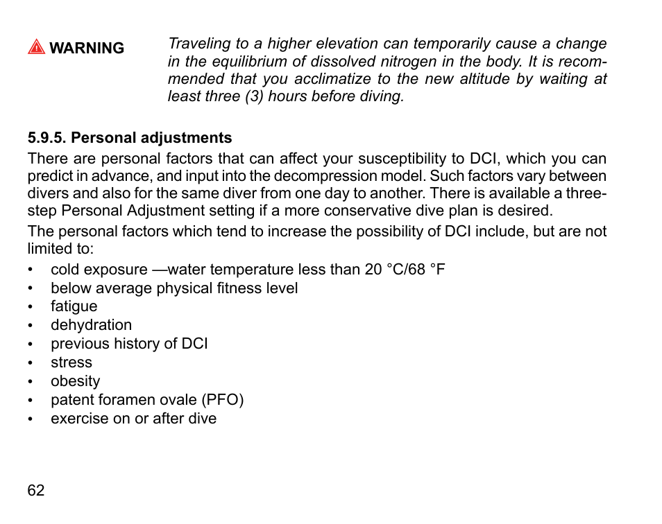 Personal adjustments | SUUNTO D4i User Manual | Page 61 / 122