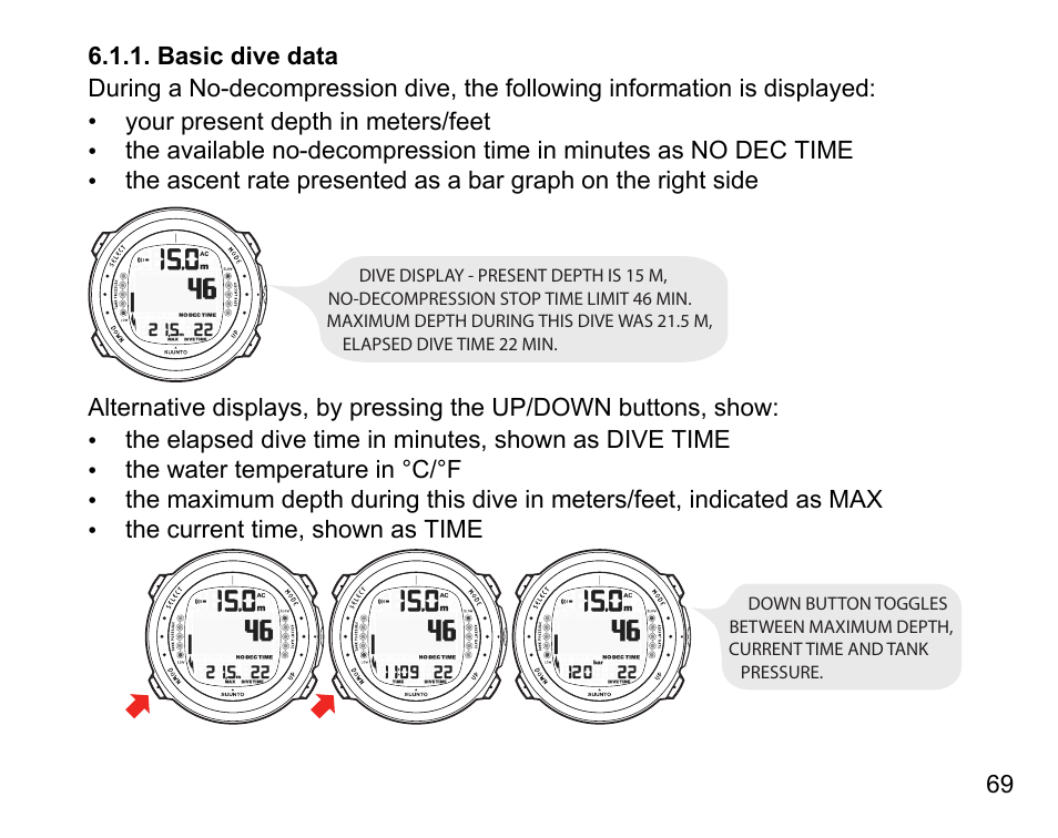 Basic dive data | SUUNTO D4i User Manual | Page 68 / 122