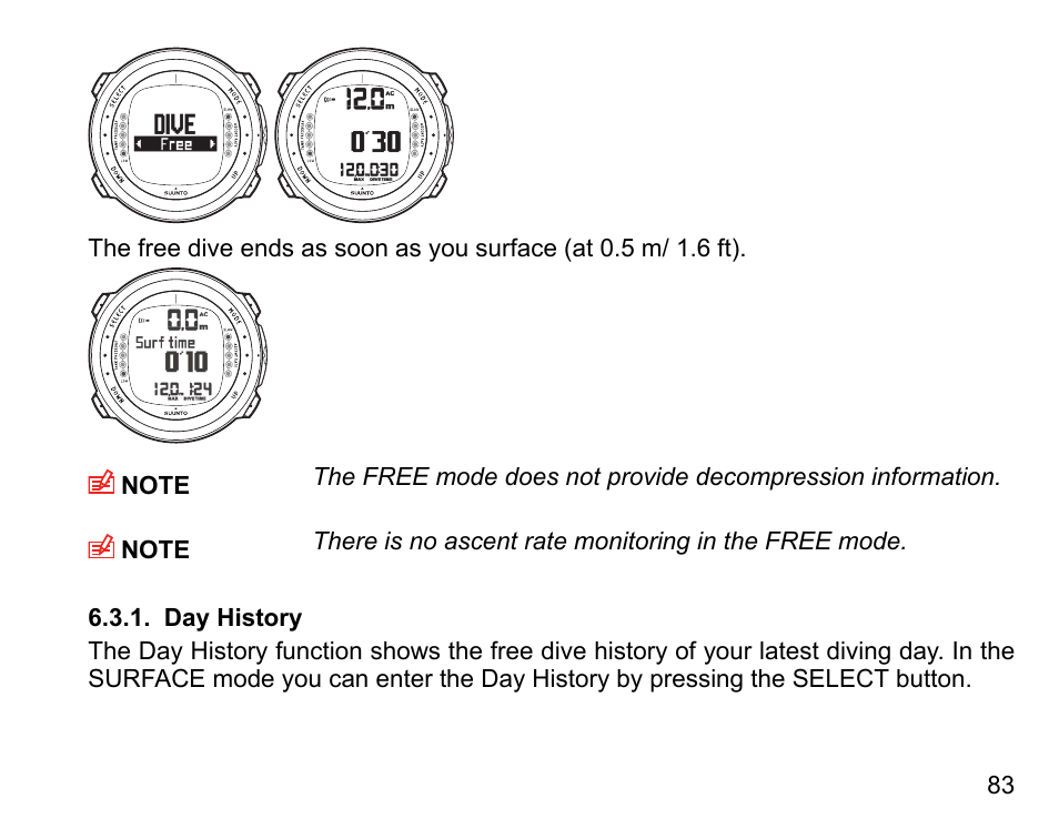 Day history | SUUNTO D4i User Manual | Page 82 / 122