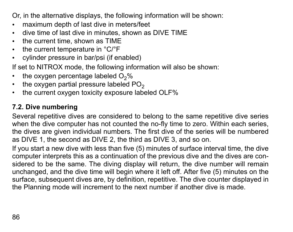 Dive numbering | SUUNTO D4i User Manual | Page 85 / 122