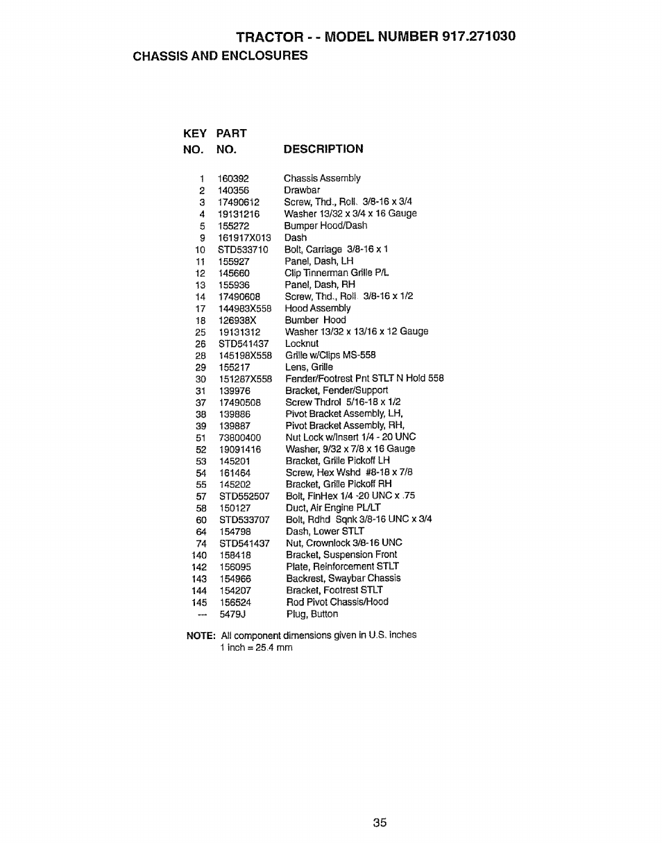 Key no. part no | Craftsman 917.27103 User Manual | Page 35 / 60