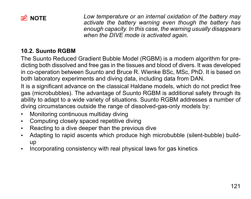 Suunto rgbm | SUUNTO D6I User Manual | Page 120 / 135