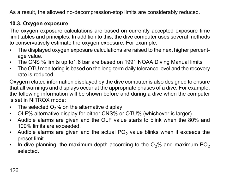 Oxygen exposure | SUUNTO D6I User Manual | Page 125 / 135