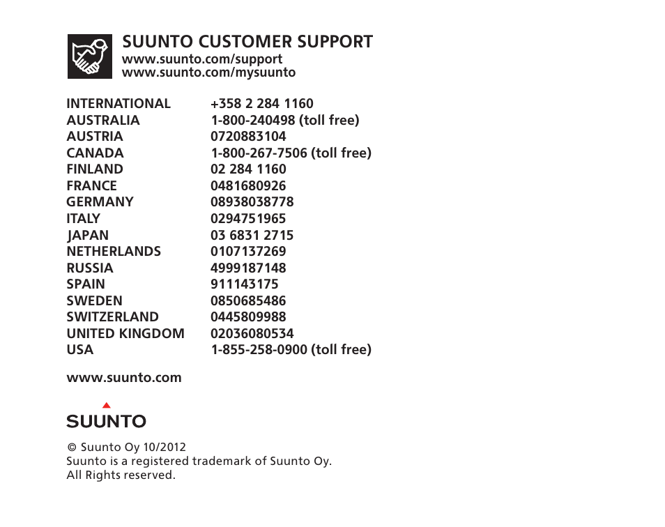 Suunto customer support | SUUNTO D6I User Manual | Page 135 / 135