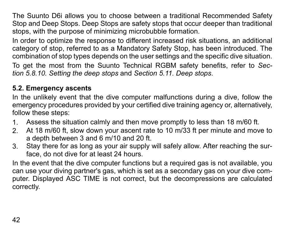 Emergency ascents | SUUNTO D6I User Manual | Page 41 / 135