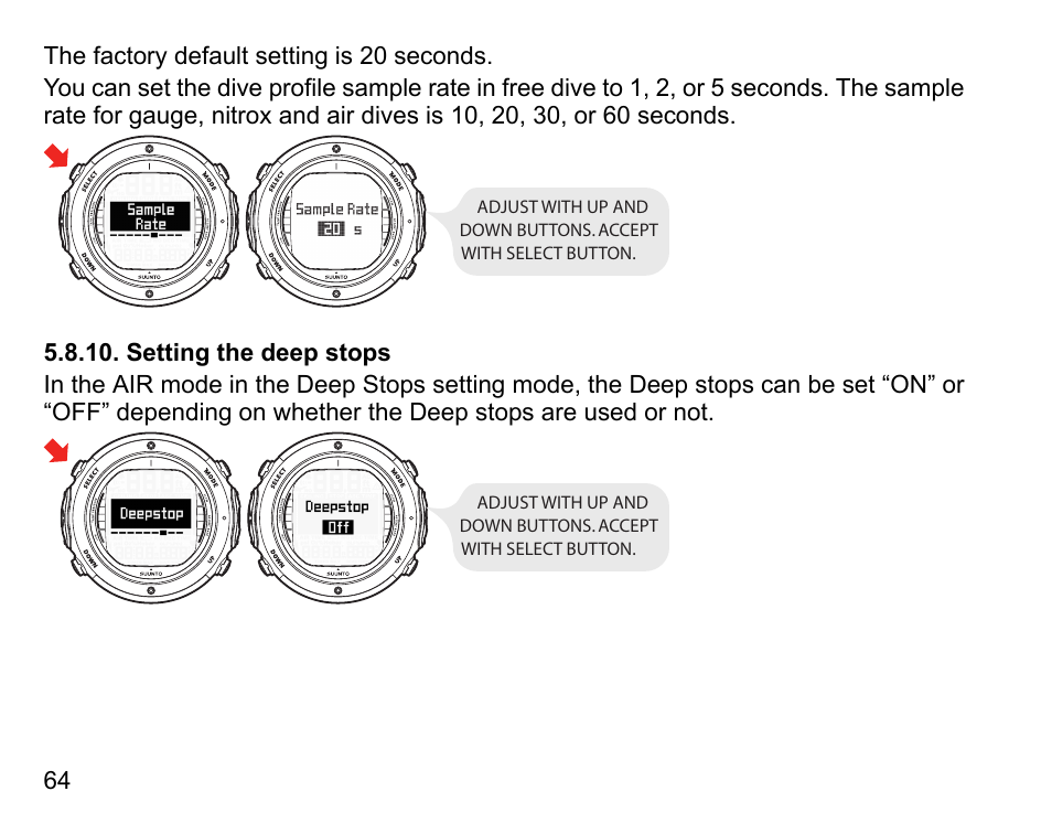 Setting the deep stops | SUUNTO D6I User Manual | Page 63 / 135