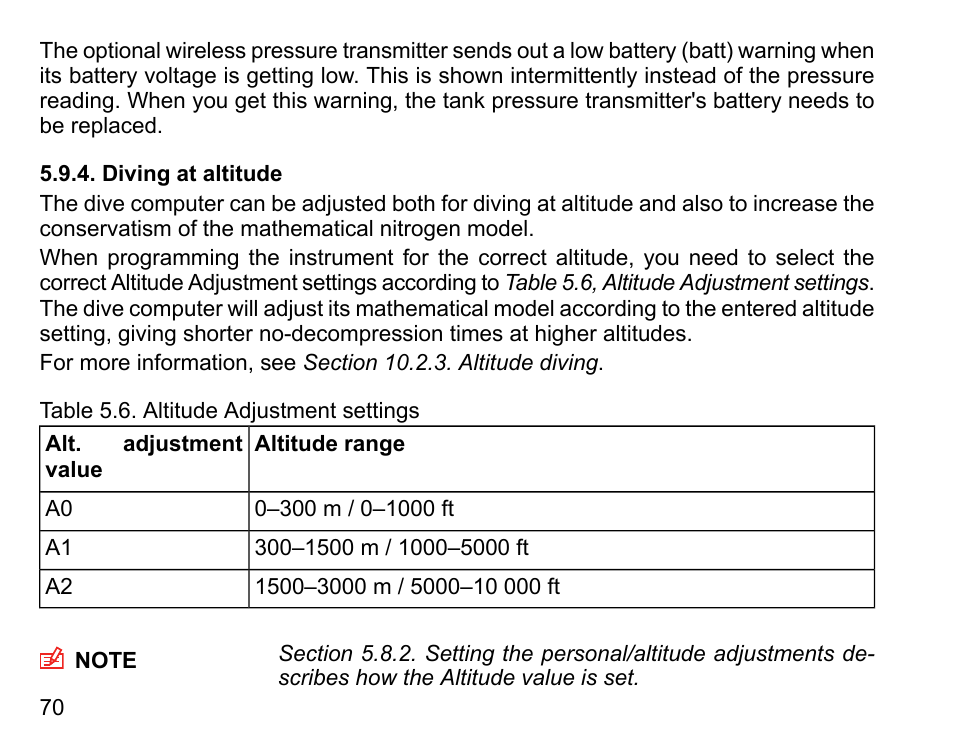 Diving at altitude | SUUNTO D6I User Manual | Page 69 / 135