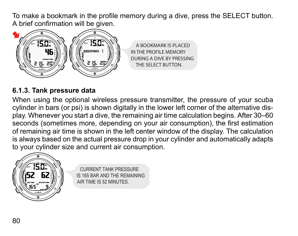 Tank pressure data | SUUNTO D6I User Manual | Page 79 / 135