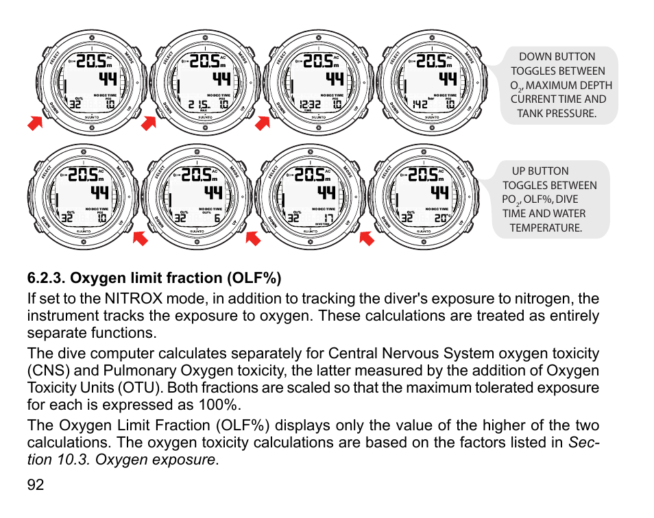 Oxygen limit fraction (olf%) | SUUNTO D6I User Manual | Page 91 / 135