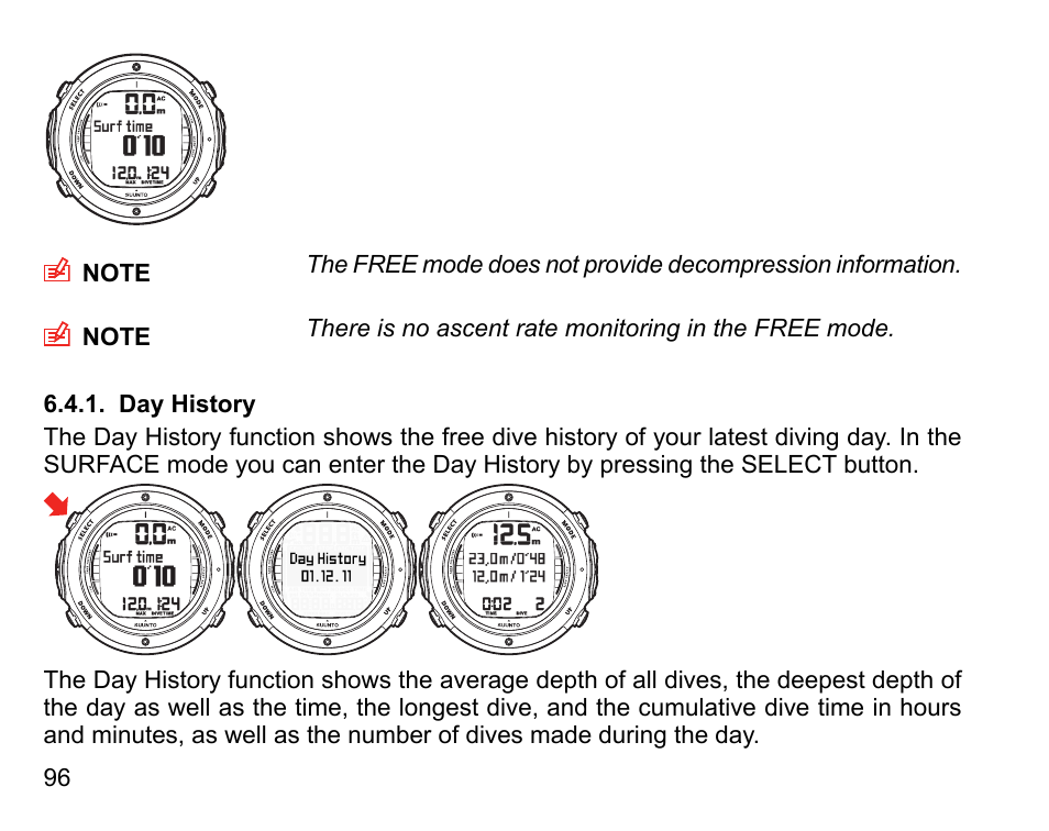 Day history | SUUNTO D6I User Manual | Page 95 / 135