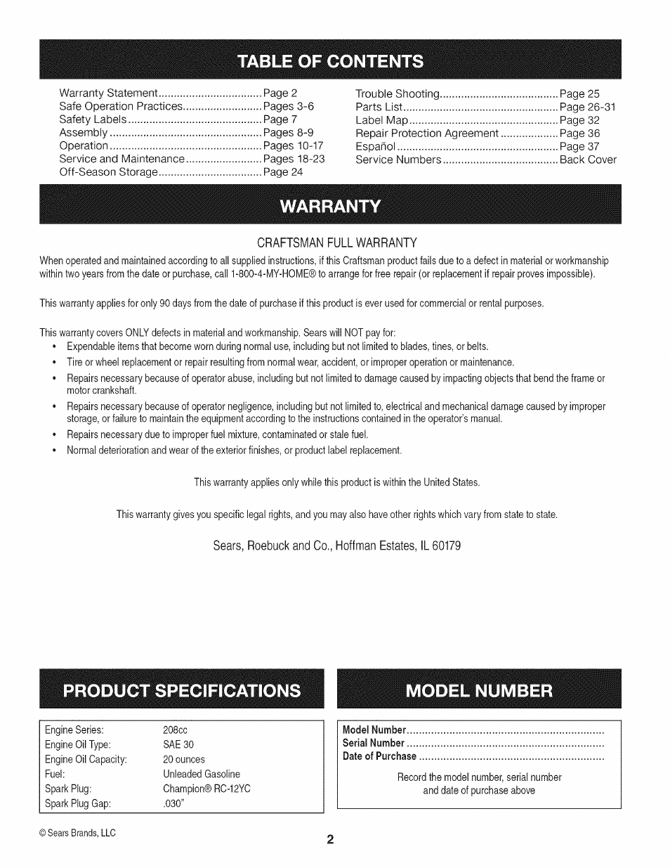 Craftsman 247.29931 User Manual | Page 2 / 64