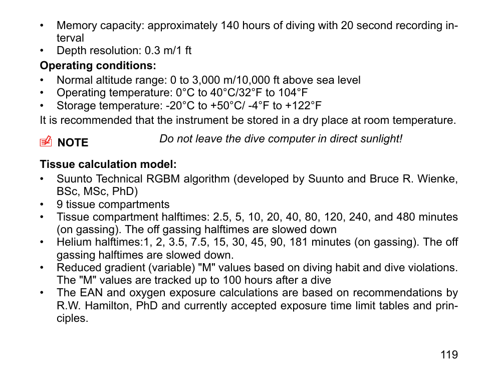 SUUNTO D9tx User Manual | Page 118 / 135