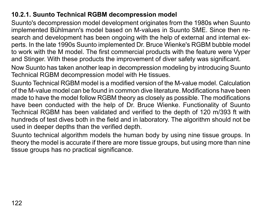 Suunto technical rgbm decompression model | SUUNTO D9tx User Manual | Page 121 / 135
