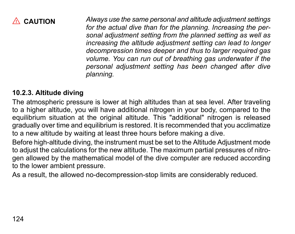 Altitude diving | SUUNTO D9tx User Manual | Page 123 / 135