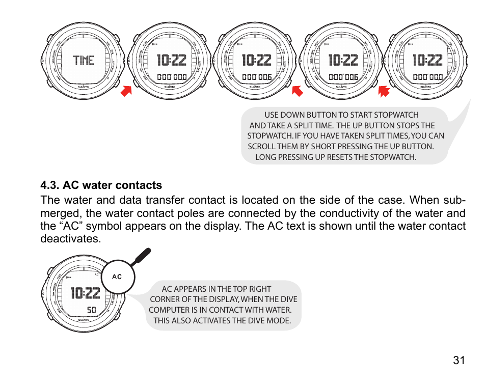 Ac water contacts | SUUNTO D9tx User Manual | Page 30 / 135