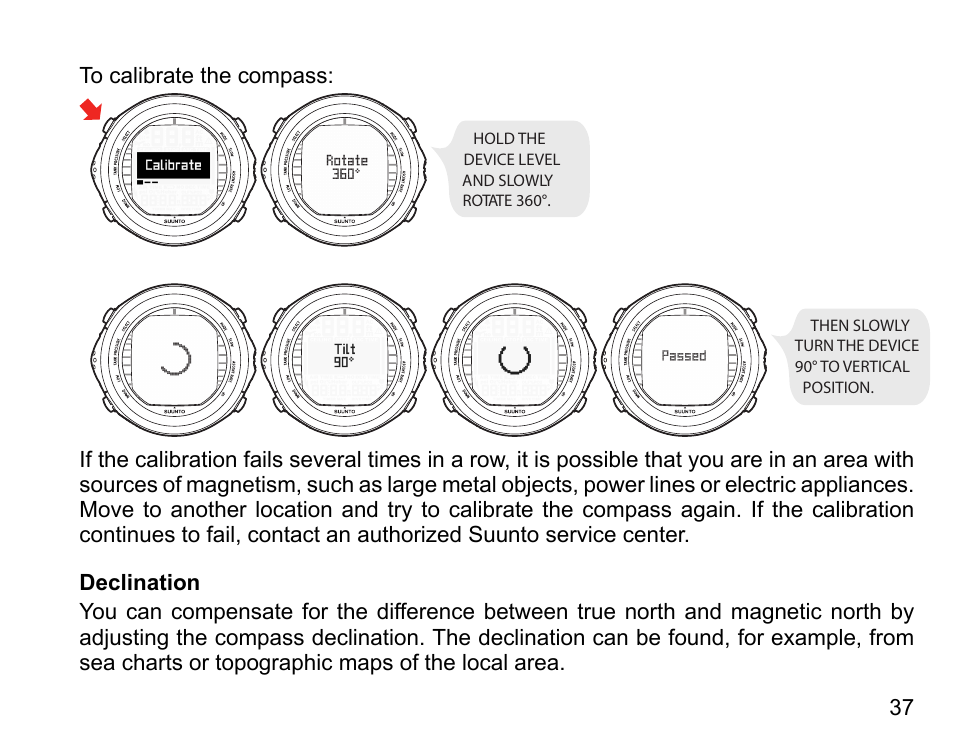Declination | SUUNTO D9tx User Manual | Page 36 / 135