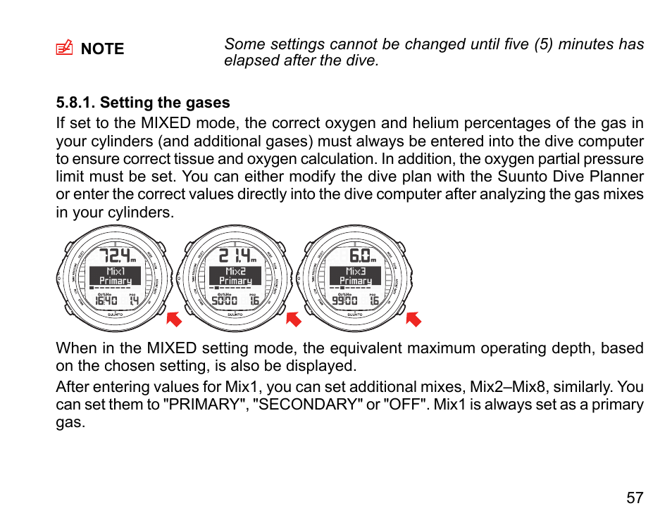 Setting the gases | SUUNTO D9tx User Manual | Page 56 / 135