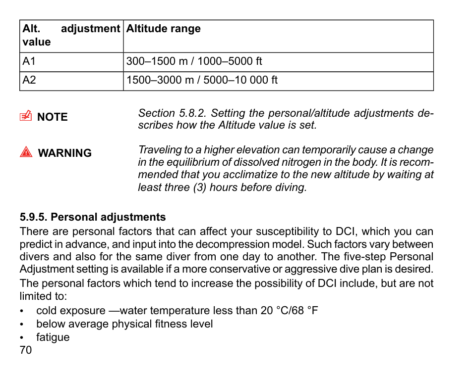 Personal adjustments | SUUNTO D9tx User Manual | Page 69 / 135