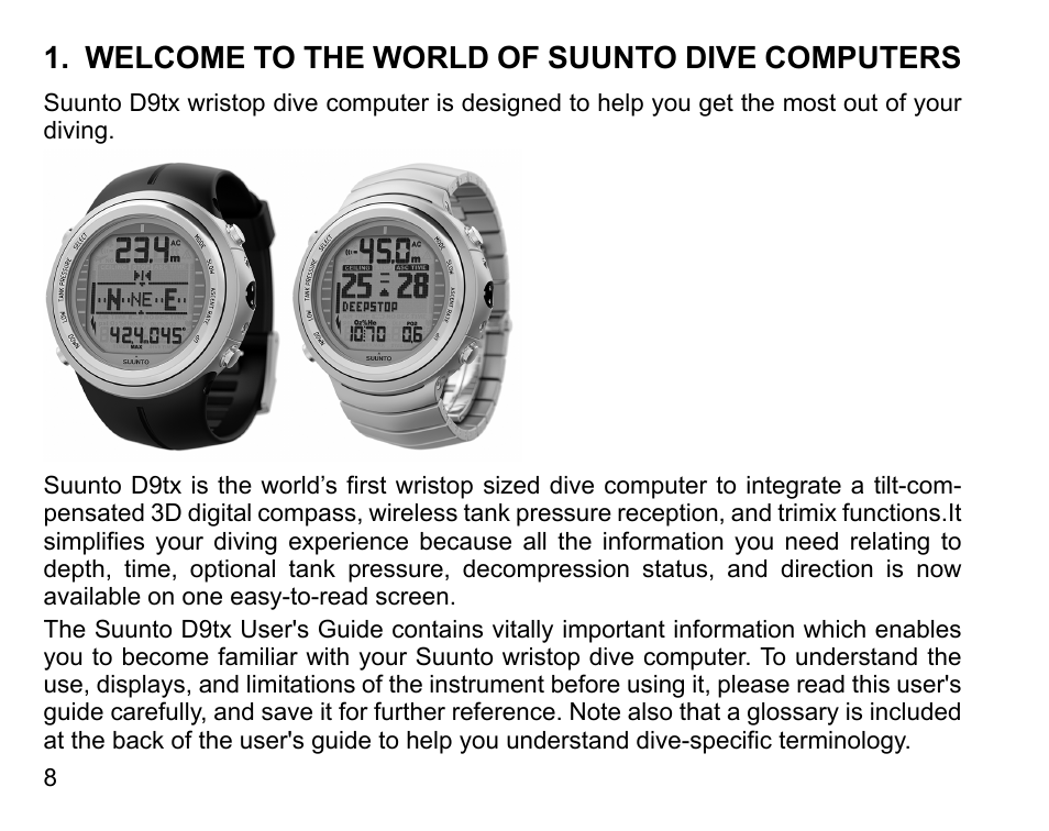 Welcome to the world of suunto dive computers | SUUNTO D9tx User Manual | Page 7 / 135