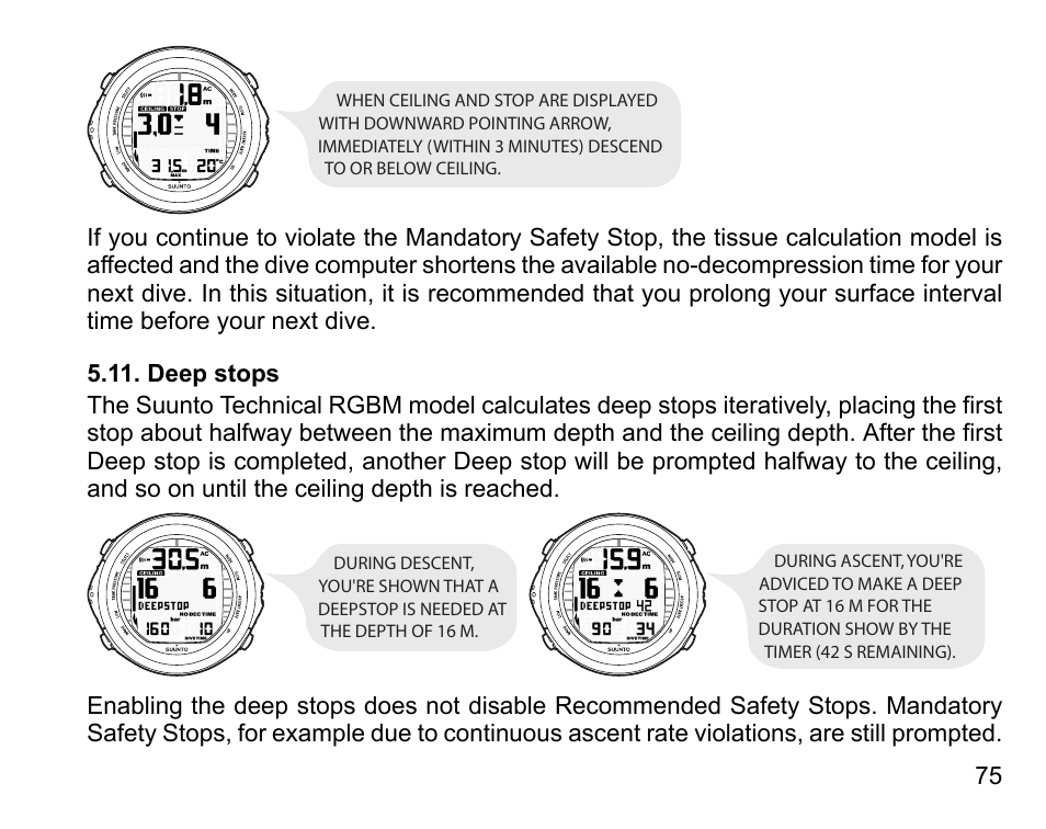 Deep stops | SUUNTO D9tx User Manual | Page 74 / 135