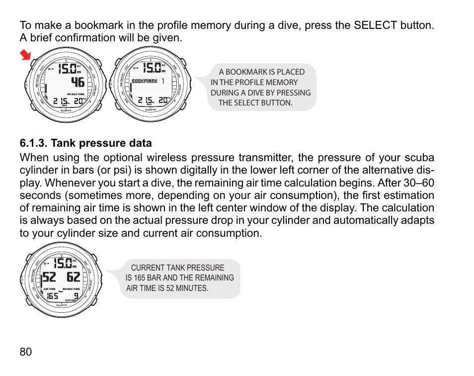 Tank pressure data | SUUNTO D9tx User Manual | Page 79 / 135