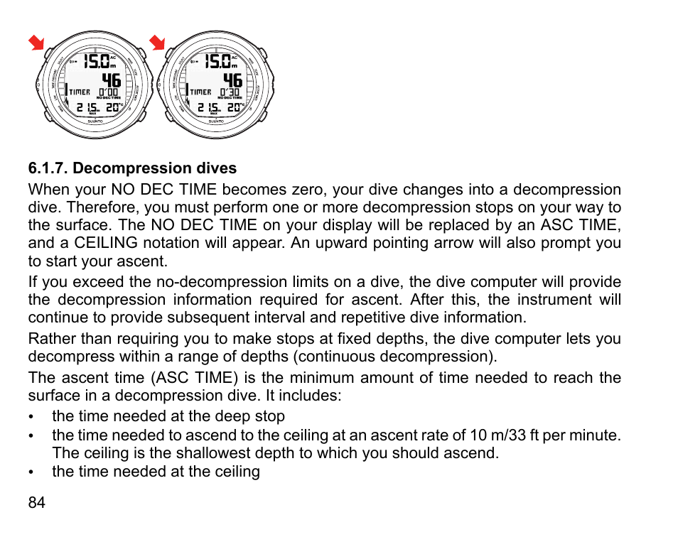 Decompression dives | SUUNTO D9tx User Manual | Page 83 / 135