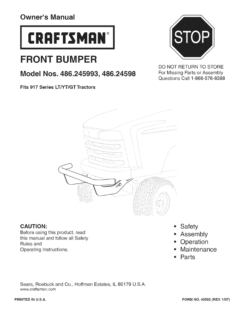 Craftsman 486.245993 User Manual | 8 pages