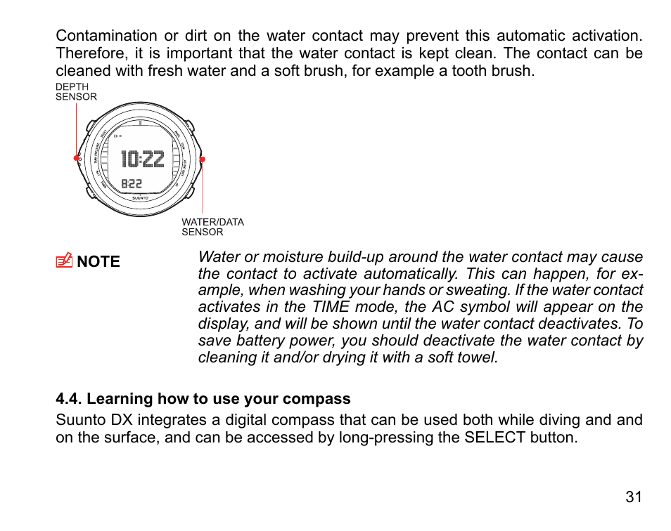 Learning how to use your compass | SUUNTO DX User Manual | Page 30 / 134