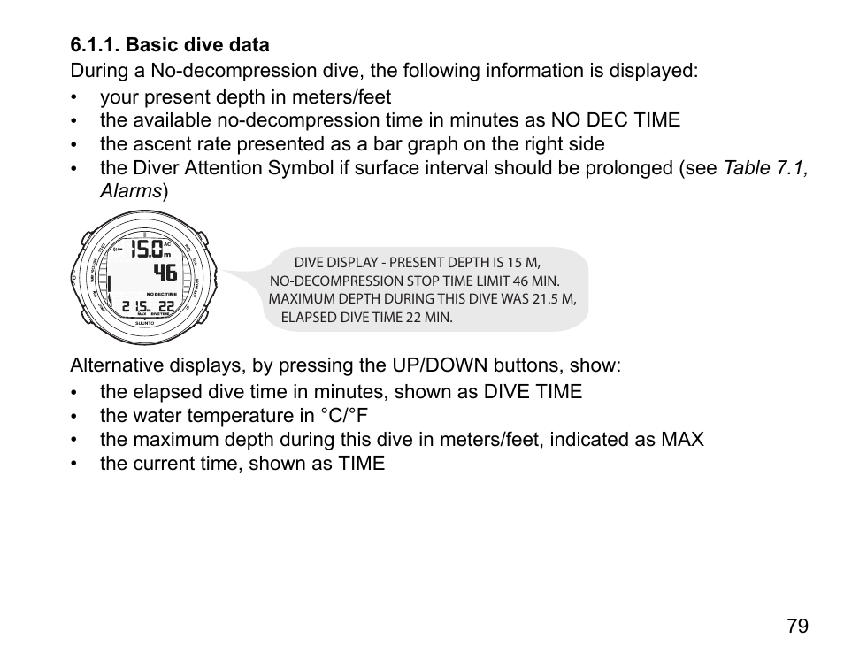 Basic dive data | SUUNTO DX User Manual | Page 78 / 134