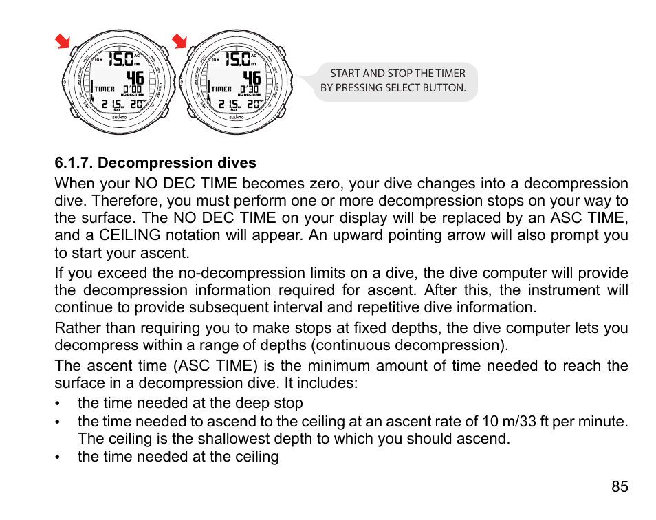 Decompression dives | SUUNTO DX User Manual | Page 84 / 134