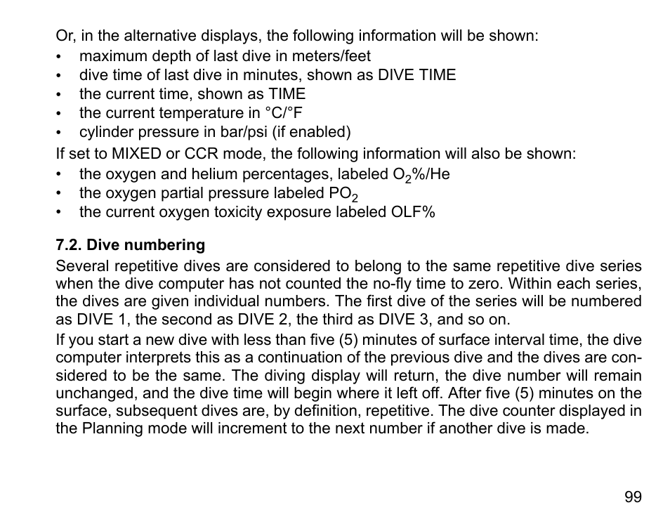 Dive numbering | SUUNTO DX User Manual | Page 98 / 134