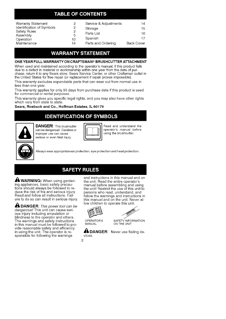 Craftsman 358.792443 User Manual | Page 2 / 31