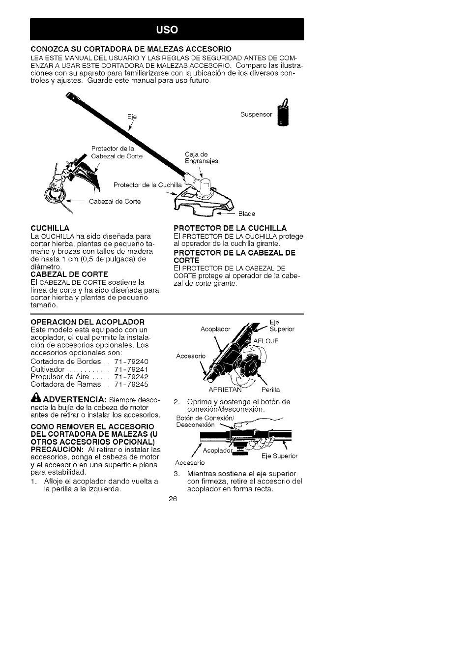 Á advertencia | Craftsman 358.792443 User Manual | Page 25 / 31