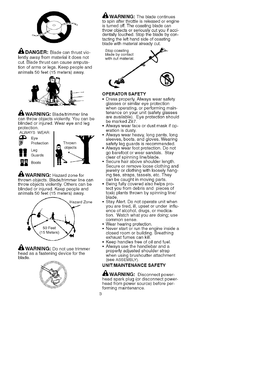 A danger, Warning, A warning | Craftsman 358.792443 User Manual | Page 3 / 31