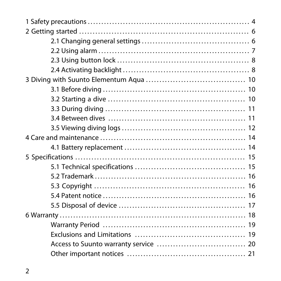 SUUNTO Elementum Aqua User Manual | Page 8 / 29