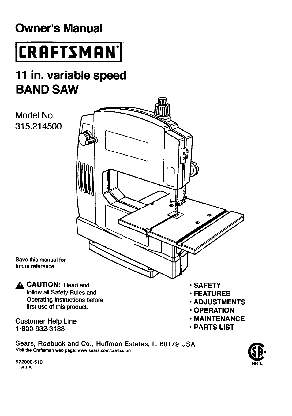 Craftsman 315.214500 User Manual | 34 pages