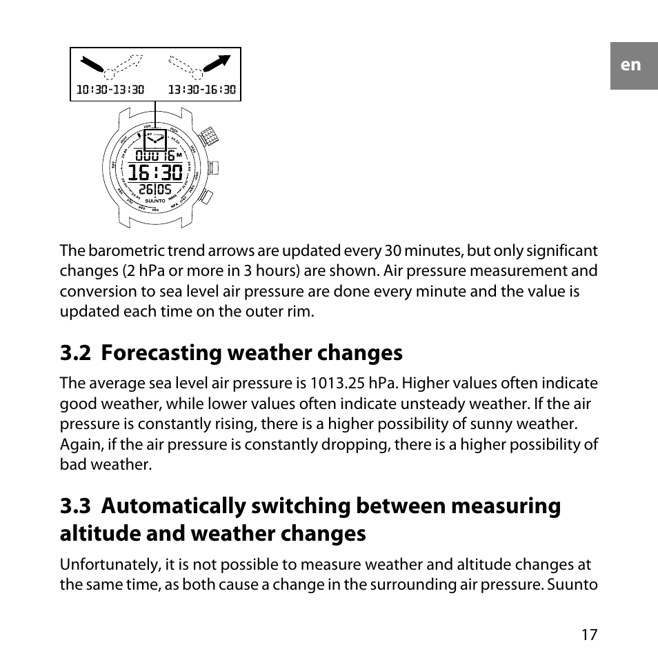 2 forecasting weather changes | SUUNTO Elementum Terra User Manual | Page 23 / 37