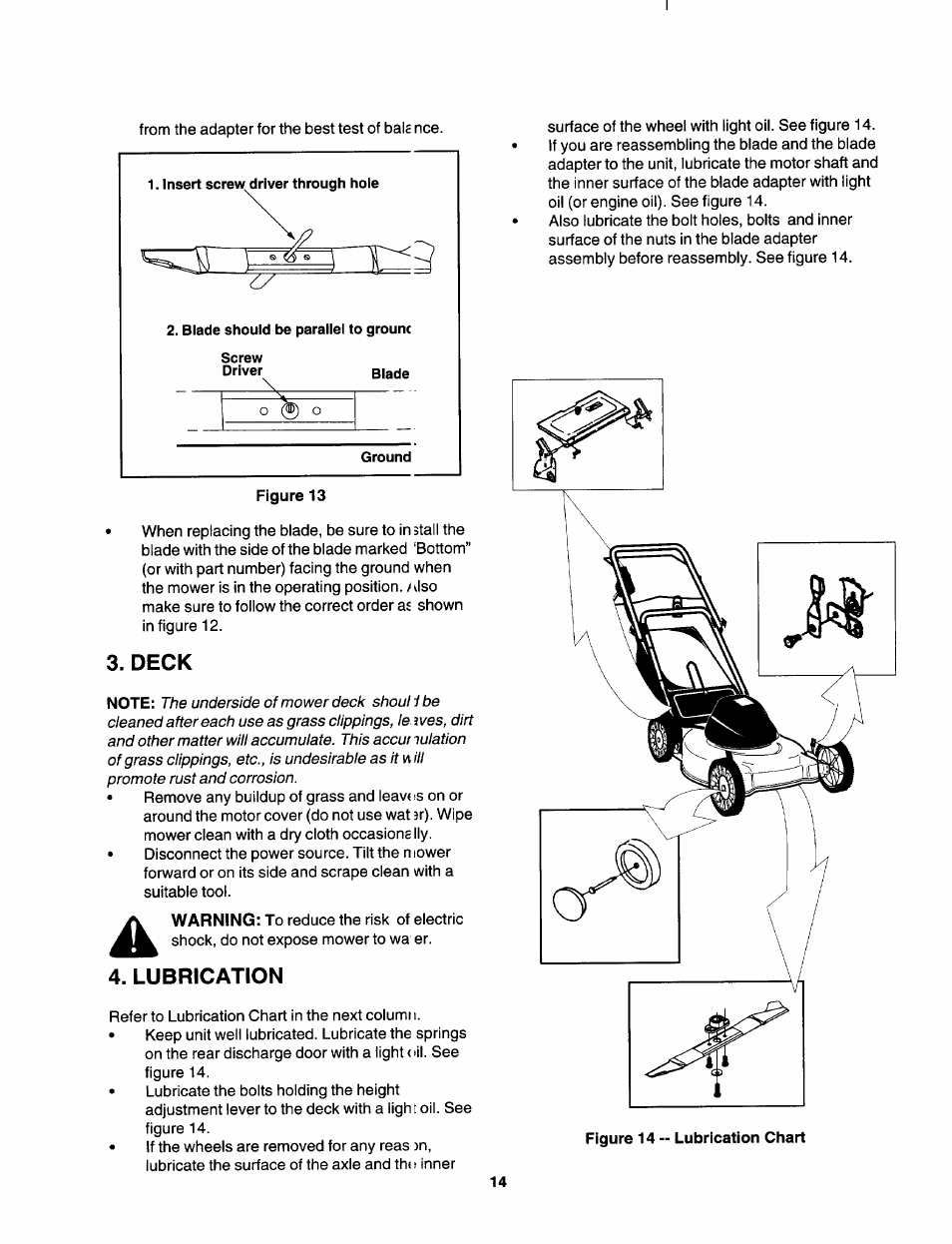 Deck, Lubrication | Craftsman 247.370253 User Manual | Page 14 / 40